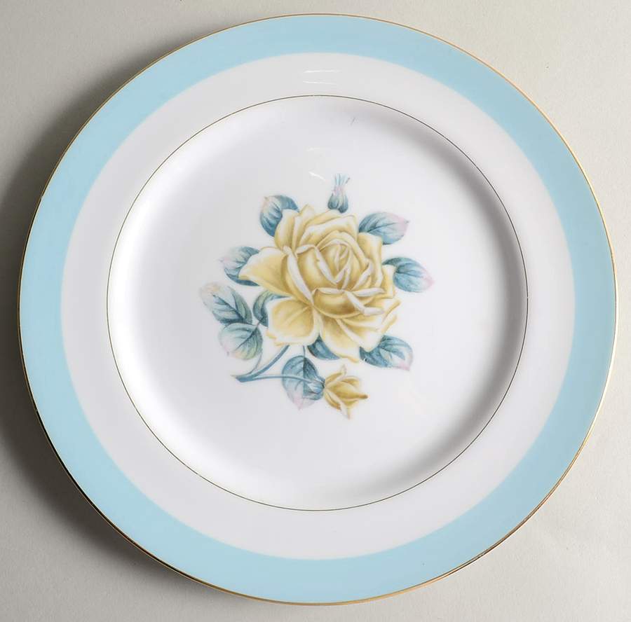Yellow Rose (Blue Band) Dinner Plate by Narumi-1