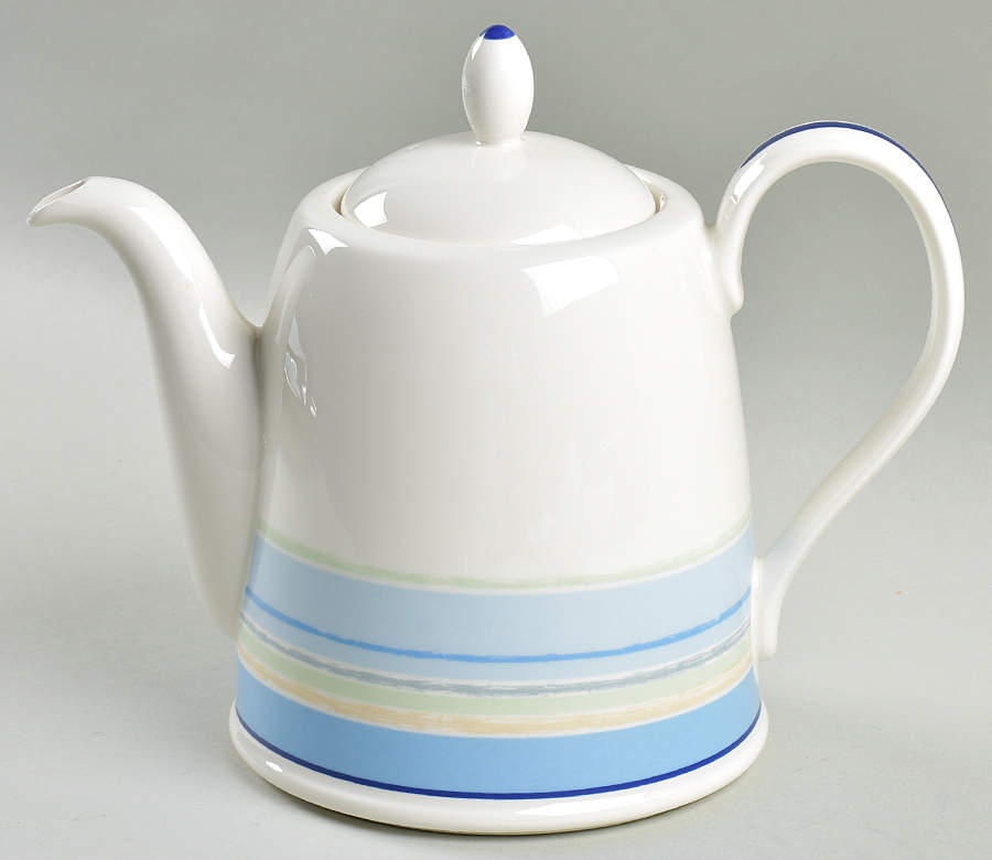Java Blue Swirl Tea/Coffee Pot & Lid by Noritake-1