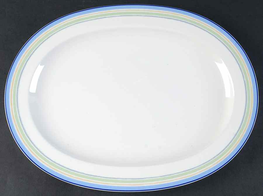 Java Blue Swirl 14" Oval Serving Platter by Noritake-1