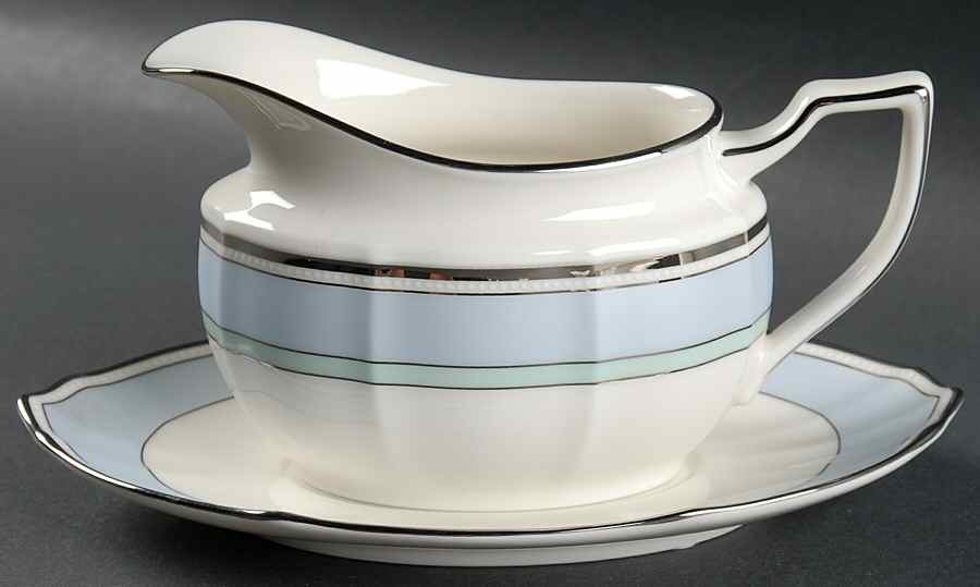 Centura Blue Gravy Boat & Underplate by Noritake-1