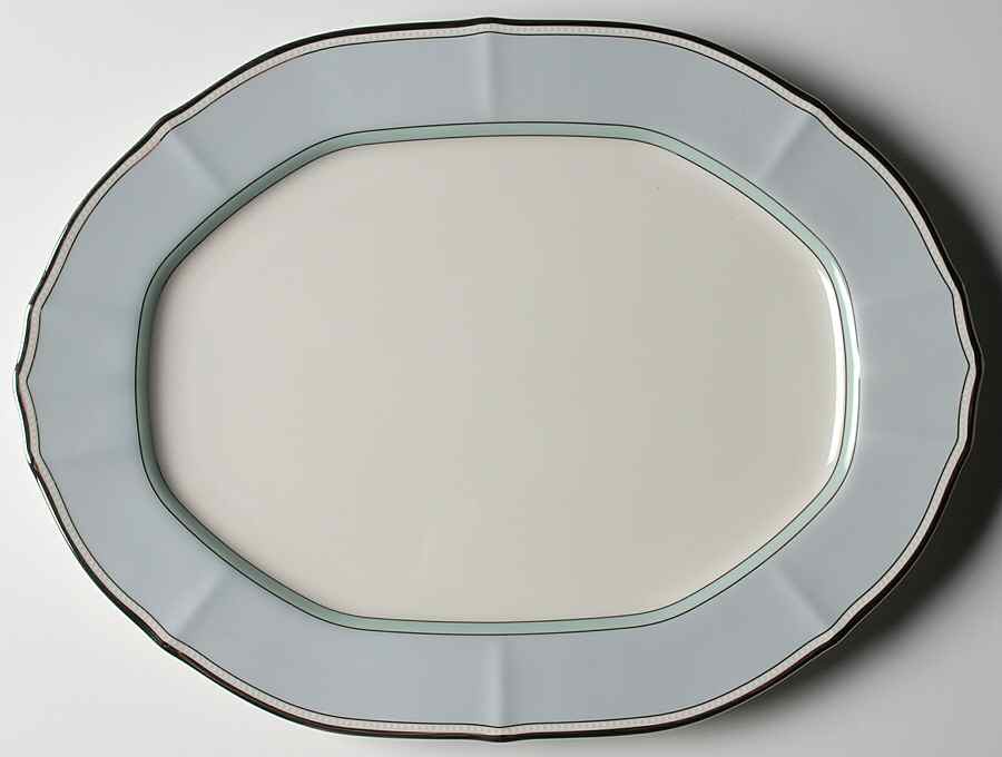 Centura Blue 14" Oval Serving Platter by Noritake-1