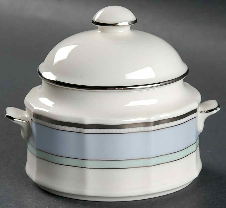 Centura Blue Sugar Bowl & Lid by Noritake-1
