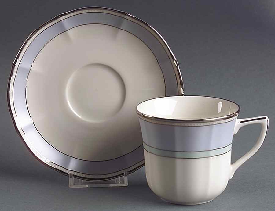 Centura Blue Flat Cup & Saucer Set by Noritake-1