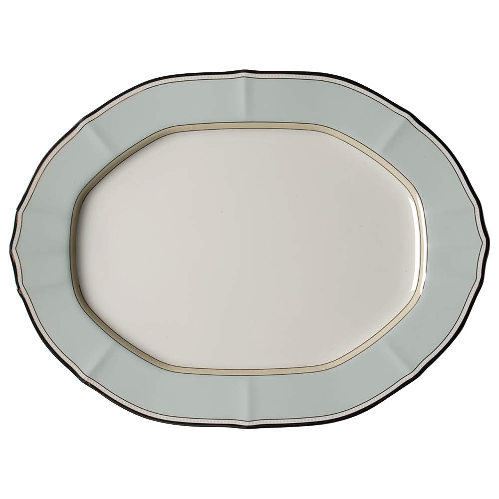 Centura Green 14" Oval Serving Platter by Noritake-1