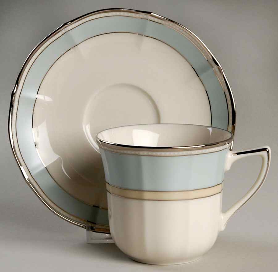 Centura Green Flat Cup & Saucer Set by Noritake-1