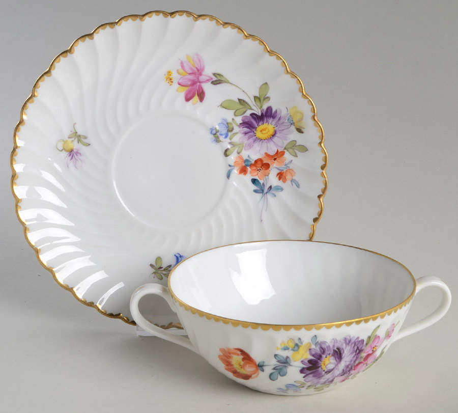 1012Z Flat Cream Soup Bowl & Saucer Set by Nymphenburg-1
