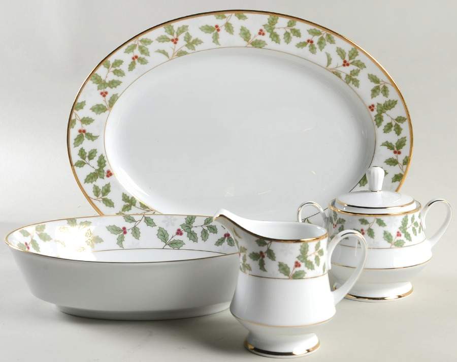 Holly and Berry Gold 5 Piece Hostess Set by Noritake-1