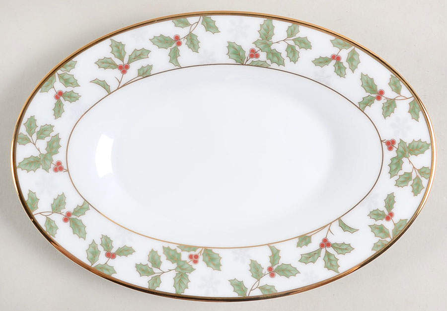 Holly and Berry Gold Relish/Butter Tray by Noritake-1