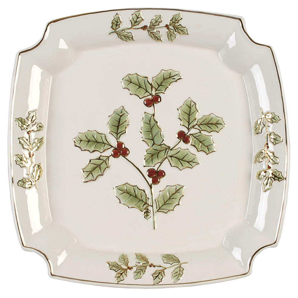 Holly and Berry Gold 12" Square Serving Platter by Noritake-1