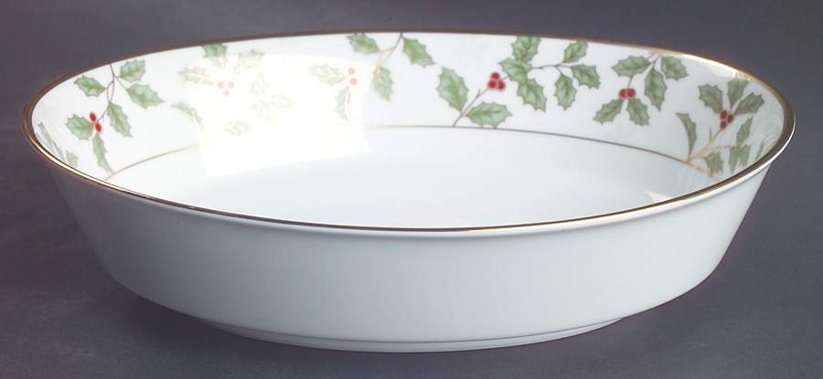 Holly and Berry Gold 9" Oval Vegetable Bowl by Noritake-1
