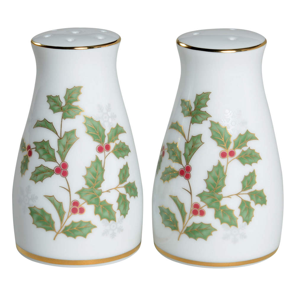 Holly and Berry Gold Salt & Pepper Set by Noritake-1