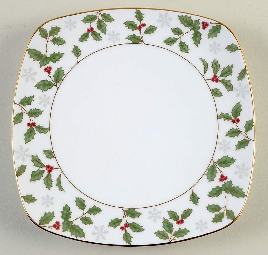 Holly and Berry Gold Square Accent Salad Plate by Noritake-1
