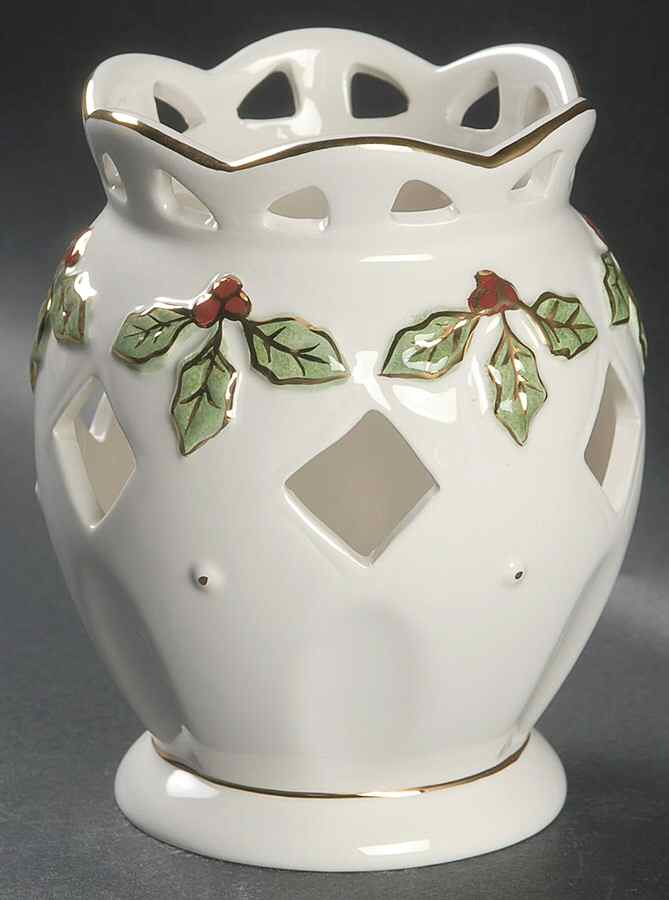 Holly and Berry Gold Votive Candleholder by Noritake-1