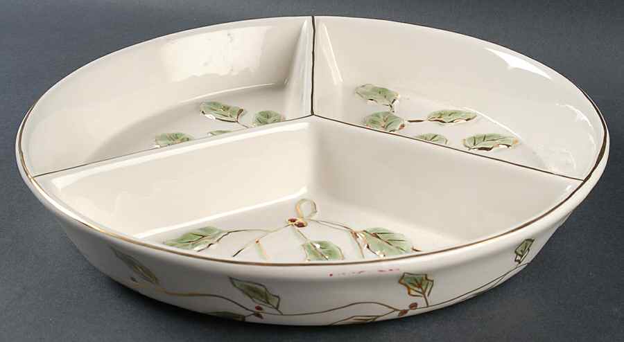 Holly and Berry Gold 3-Part Round Divided Server by Noritake-1