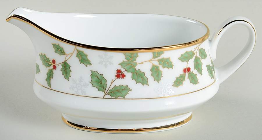Holly and Berry Gold Gravy Boat by Noritake-1
