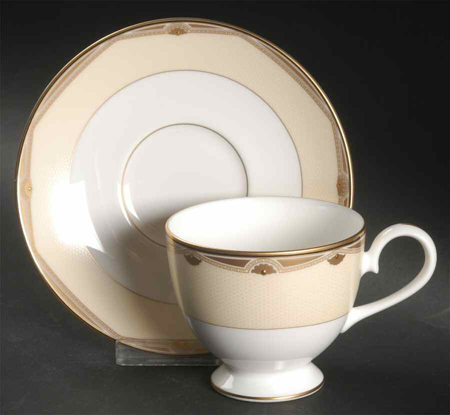 Gold Crest Footed Cup & Saucer Set by Nikko-1