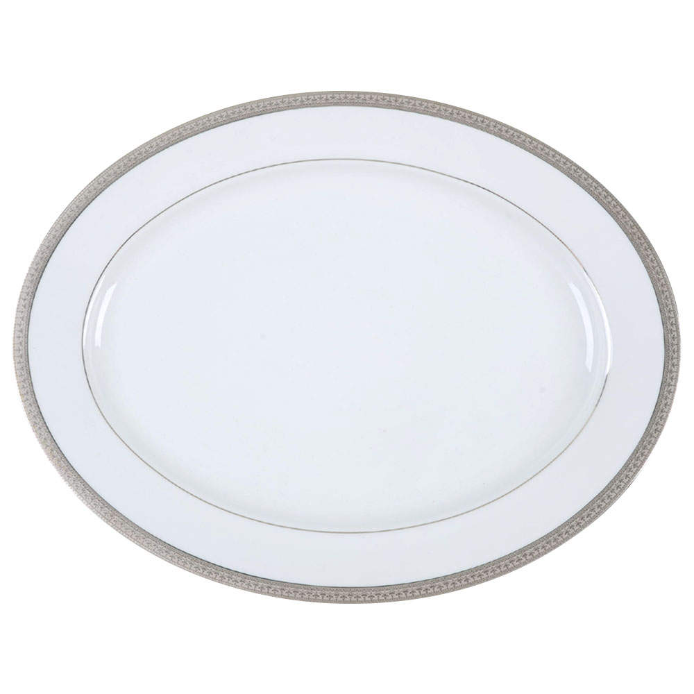 Versailles Platinum 14" Oval Serving Platter by Nikko-1
