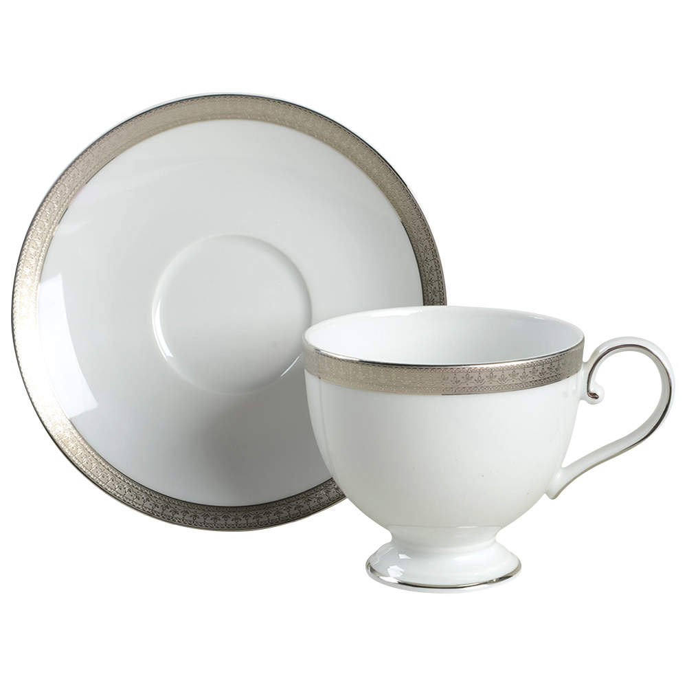 Versailles Platinum Footed Cup & Saucer Set by Nikko-1