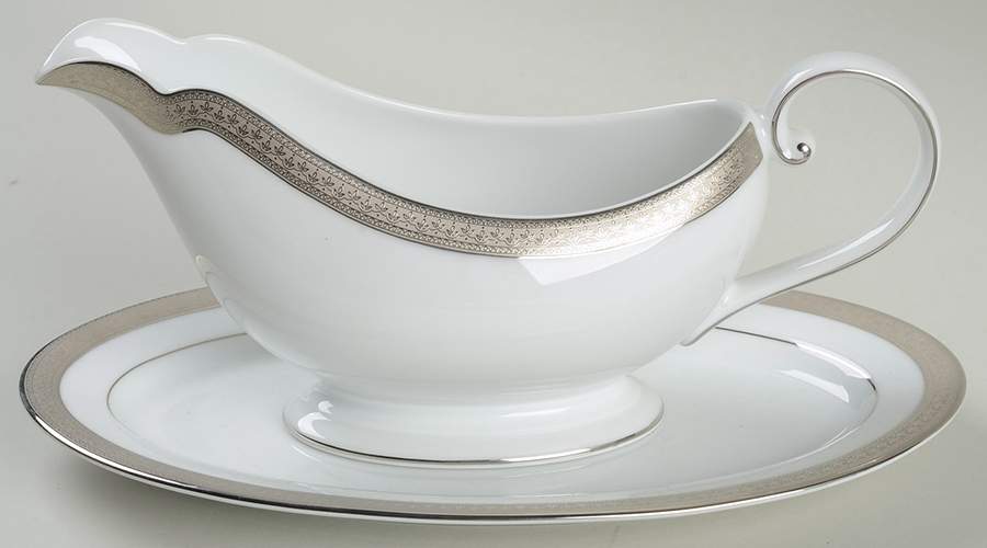 Versailles Platinum Gravy Boat & Underplate (Relish/Butter) by Nikko-1