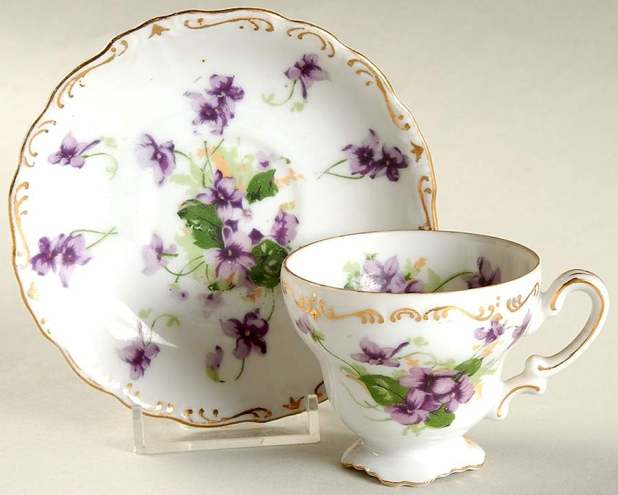 Sweet Violets Footed Demitasse Cup & Saucer Set by Norcrest-1