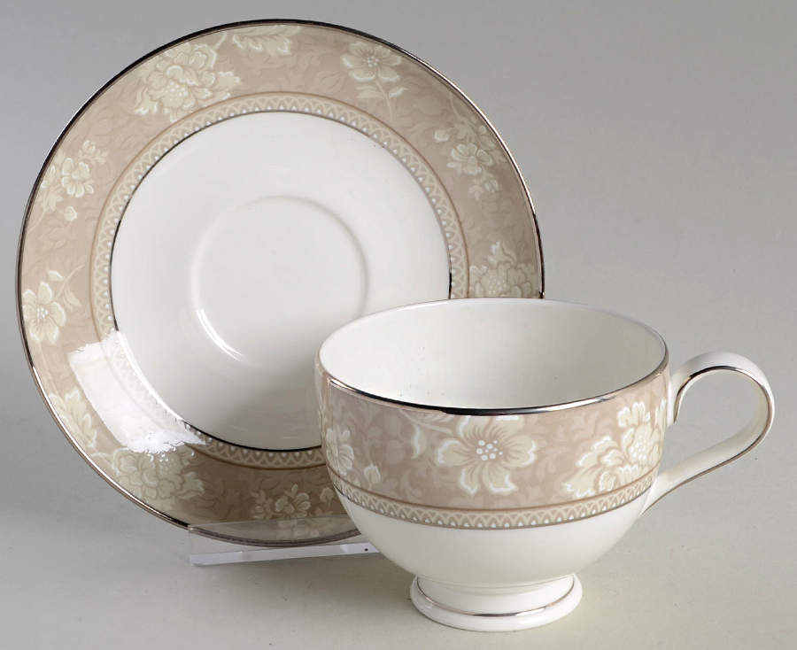 Rosella Taupe Footed Cup & Saucer Set by Noritake-1