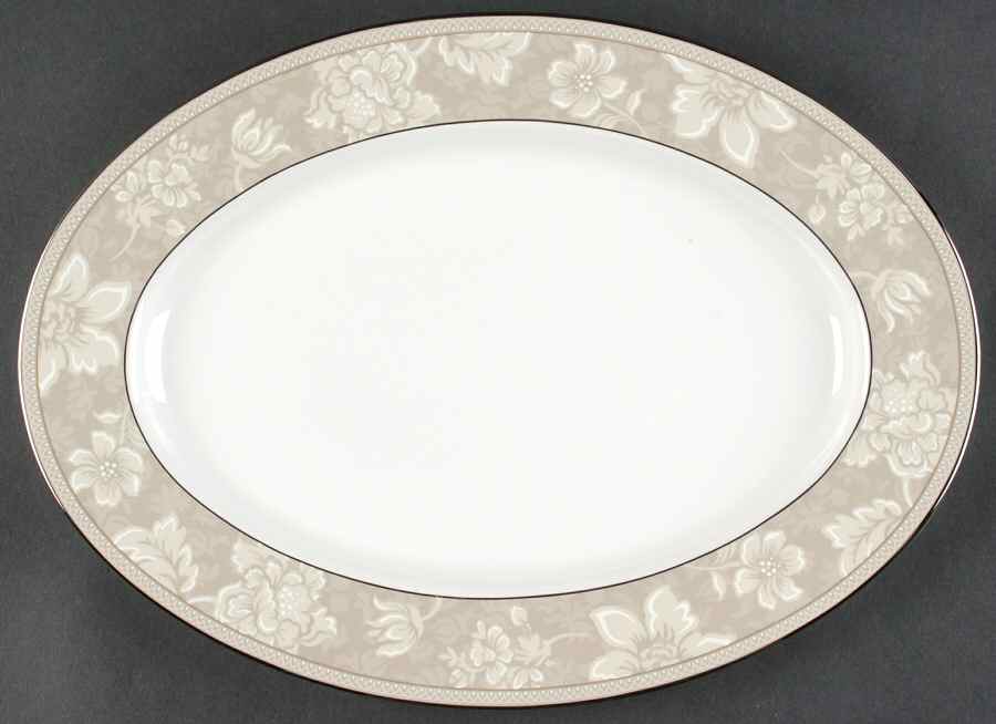 Rosella Taupe 14" Oval Serving Platter by Noritake-1