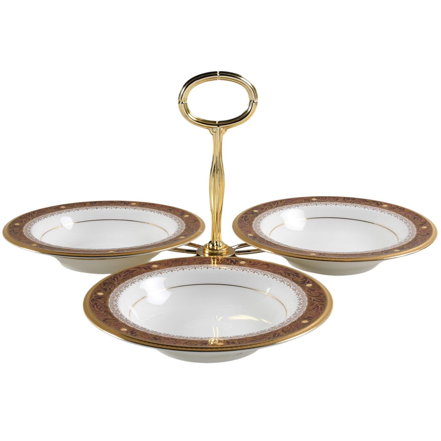 Xavier Gold 7" x 12" 3-Part Relish & Metal Stand (FR) HC by Noritake-1