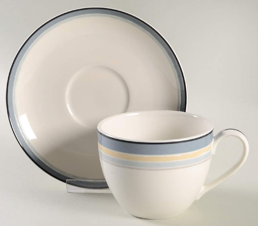 Java Graphite Swirl Flat Cup & Saucer Set by Noritake-1