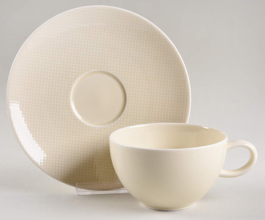 Reflections Ecru (Tan) Footed Cup & Saucer Set by Nikko-1