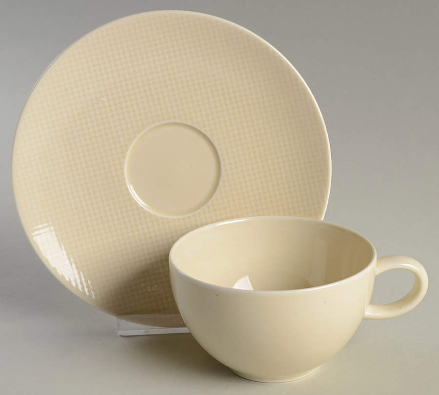 Reflections Ecru (Tan) Flat Cup & Saucer Set by Nikko-1