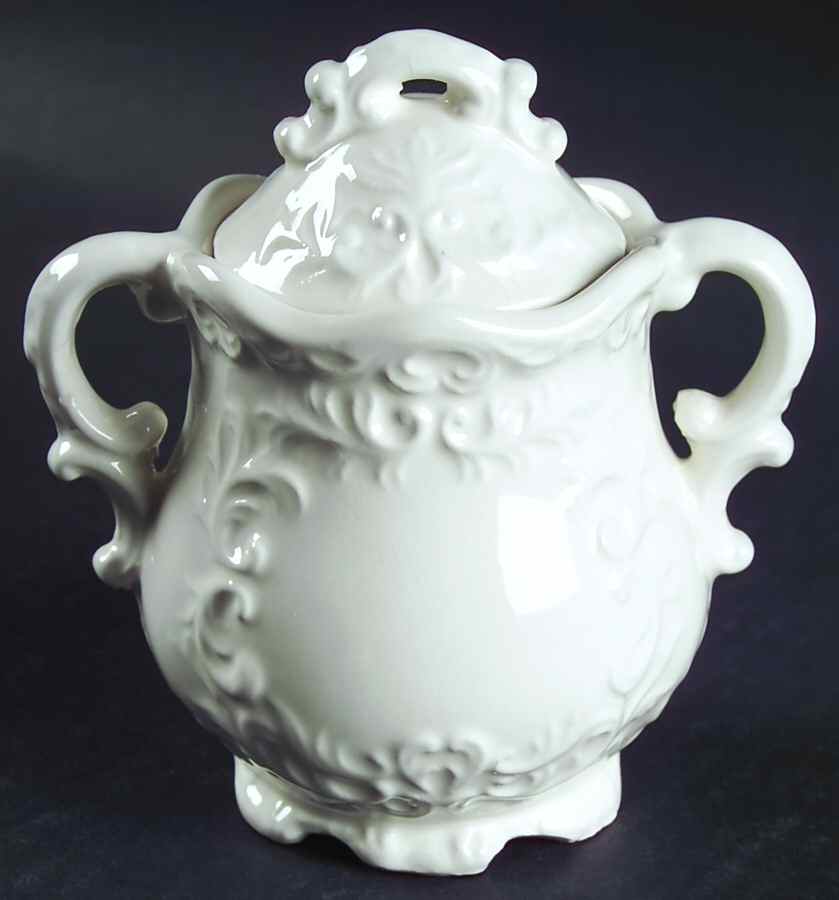 White Provincial Sugar Bowl & Lid by Napco-1