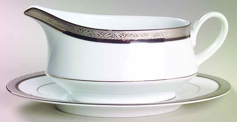 Kingswood Platinum Gravy Boat & Underplate/Relish by Noritake-1