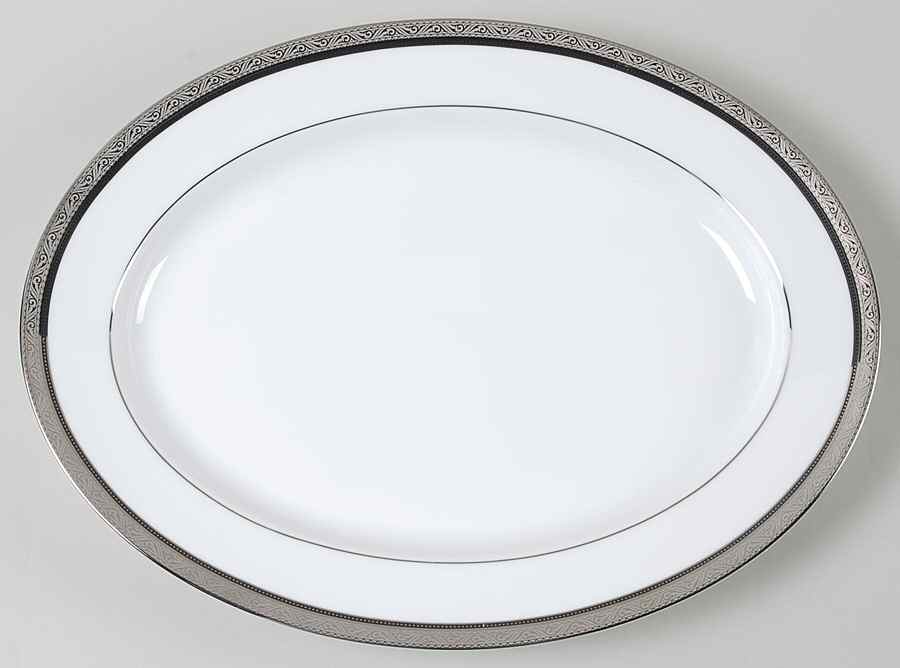 Kingswood Platinum 13" Oval Serving Platter by Noritake-1
