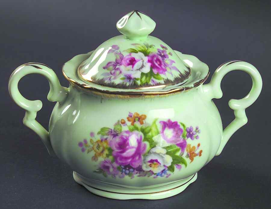 French Bouquet Sugar Bowl & Lid by Norcrest-1