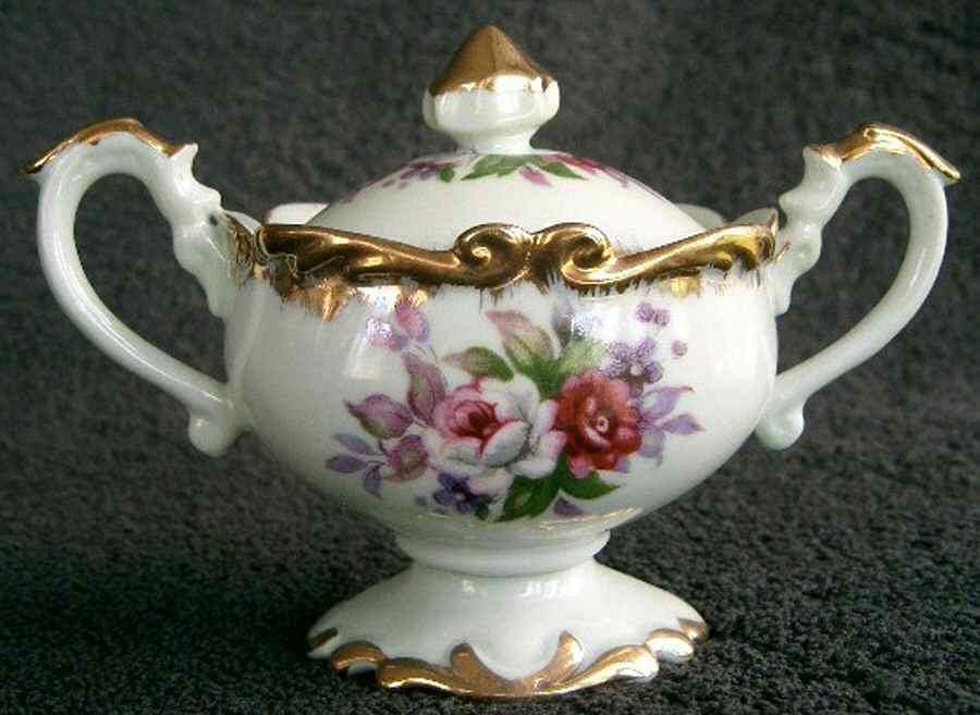 French Bouquet Sugar Bowl & Lid by Norcrest-1