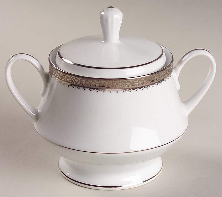 Essex Platinum Sugar Bowl & Lid by Noritake-1