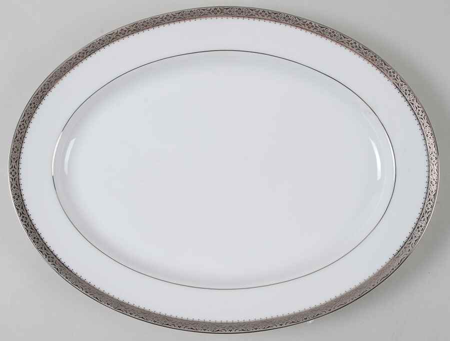 Essex Platinum 13" Oval Serving Platter by Noritake-1