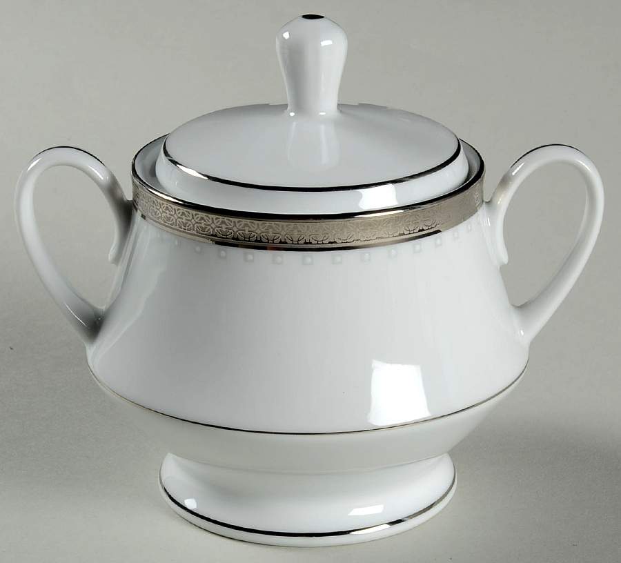 Metropolitan Platinum Sugar Bowl & Lid by Noritake-1