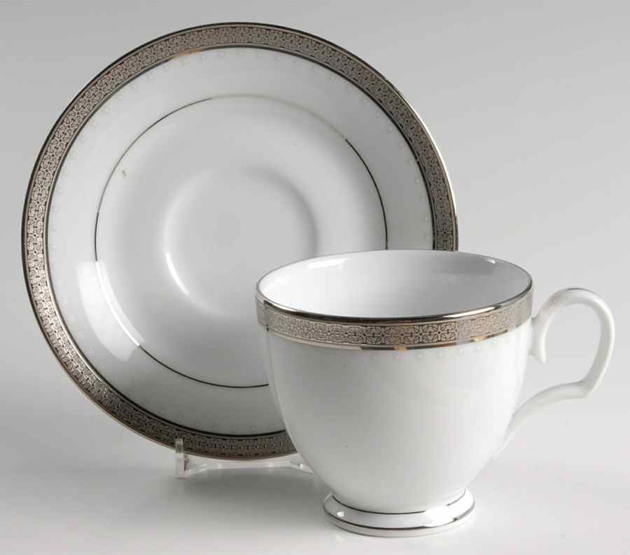 Metropolitan Platinum Footed Cup & Saucer Set by Noritake-1