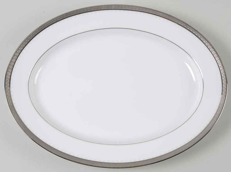 Metropolitan Platinum 13" Oval Serving Platter by Noritake-1