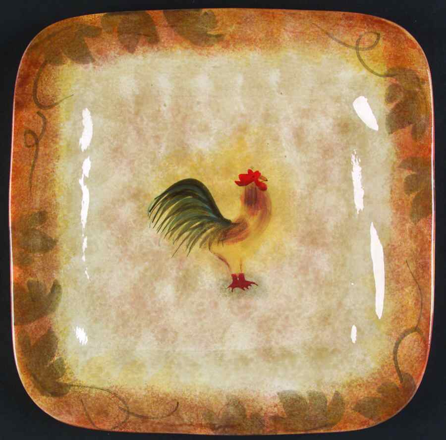 Tuscan Rooster Square Dinner Plate by Noble Excellence-1