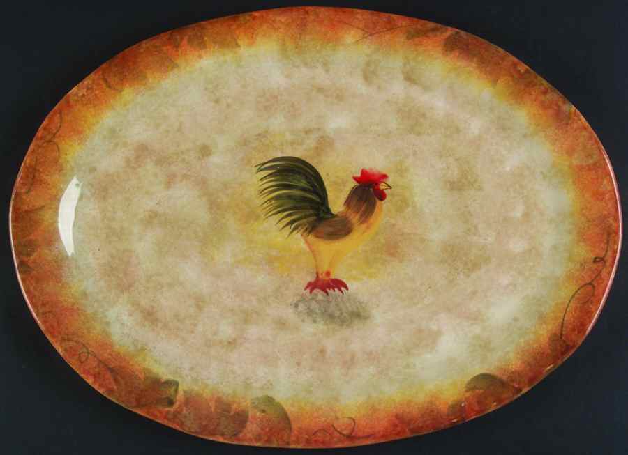 Tuscan Rooster 16" Oval Serving Platter by Noble Excellence-1