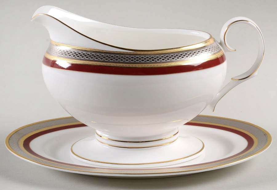 Ruby Coronet Gravy Boat & Underplate (Relish/Butter) by Noritake-1