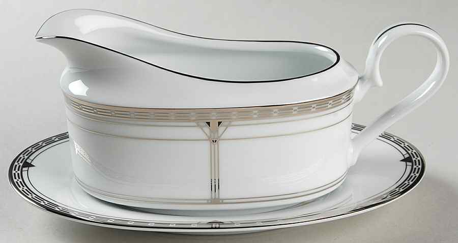 Palmer Platinum Gravy Boat & Underplate (Relish/Butter) by Noritake-1