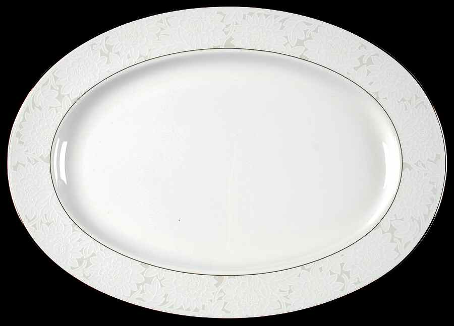 Lace Bouquet 14" Oval Serving Platter by Nikko-1