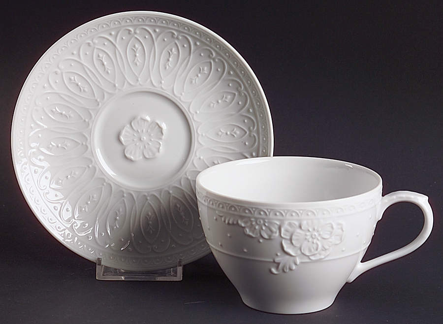Blanc Fleur Flat Cup & Saucer Set by Nikko-1
