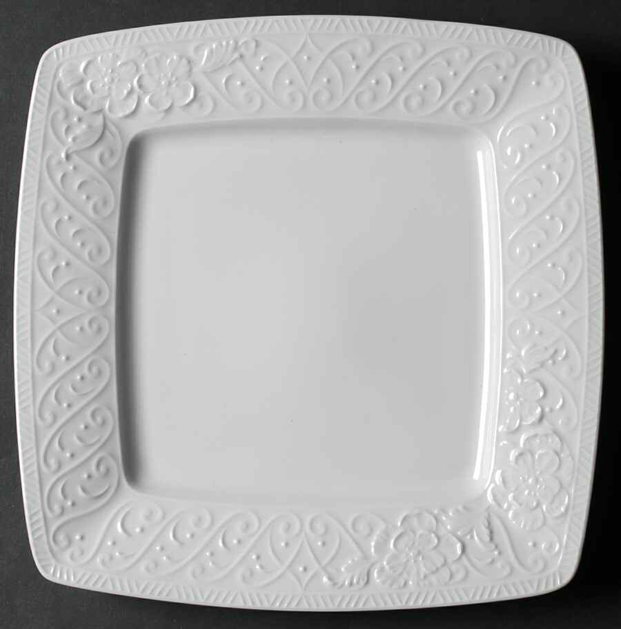 Blanc Fleur Square Accent Luncheon Plate by Nikko-1