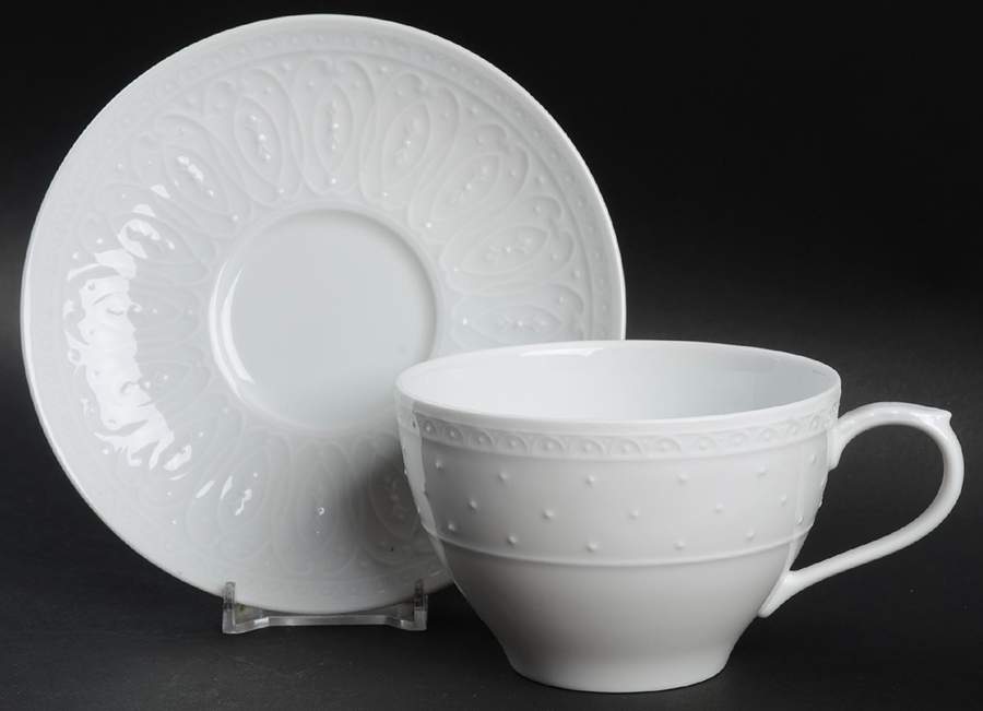 Blanc Fleur Flat Cup & Saucer Set by Nikko-1
