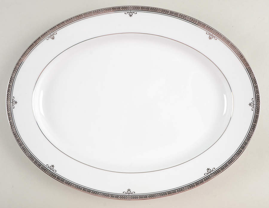 Buckingham Platinum 14" Oval Serving Platter by Noritake-1