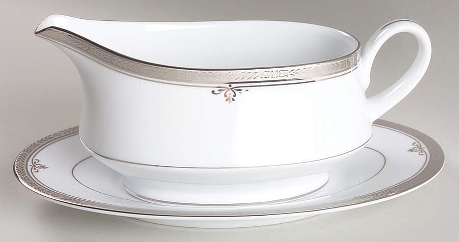 Buckingham Platinum Gravy Boat & Underplate by Noritake-1